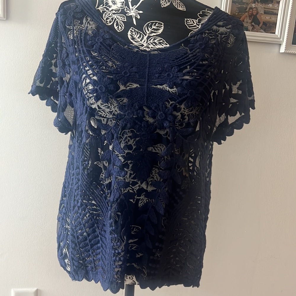 NWOT Blue express bohemian floral lace top